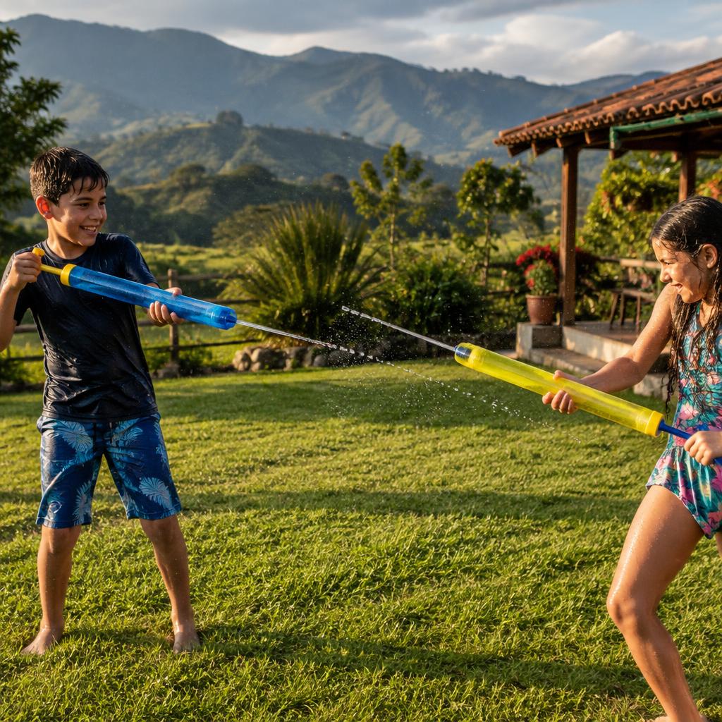 Primos jugando en la finca